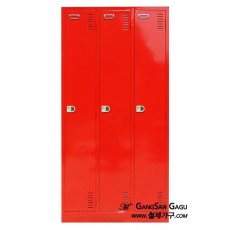 철제캐비넷 옷장(락카) 3x6 -일자3인용 / 빨강