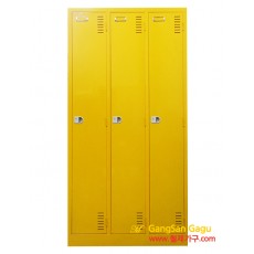 철제캐비넷 옷장(락카) 3x6 -일자3인용 / 노랑