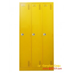 철제캐비넷 옷장(락카) 3x6 -일자3인용 / 노랑